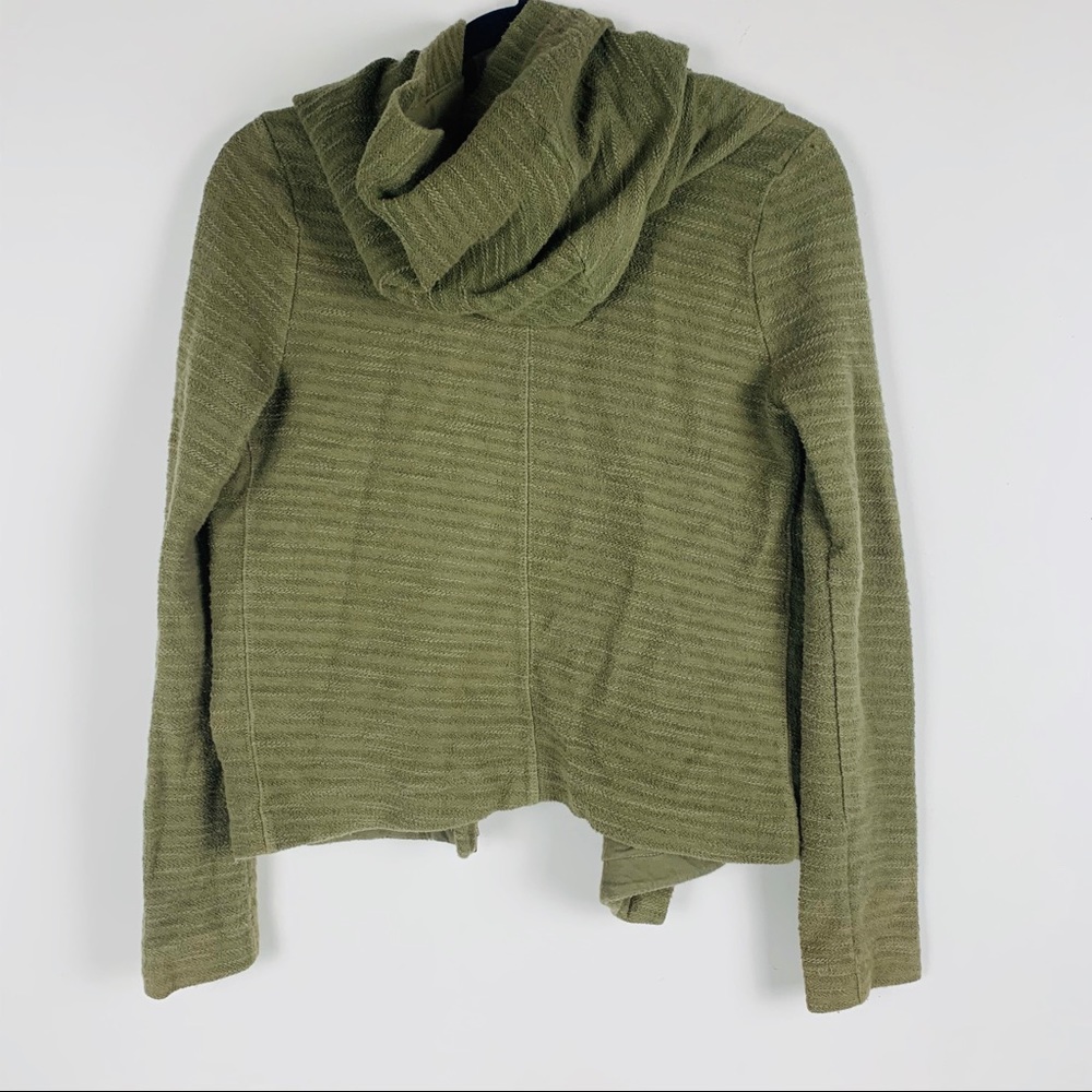 Anthropologie Saturday Sunday knit hooded Moto jacket full zip casual green XS - Picture 8 of 8
